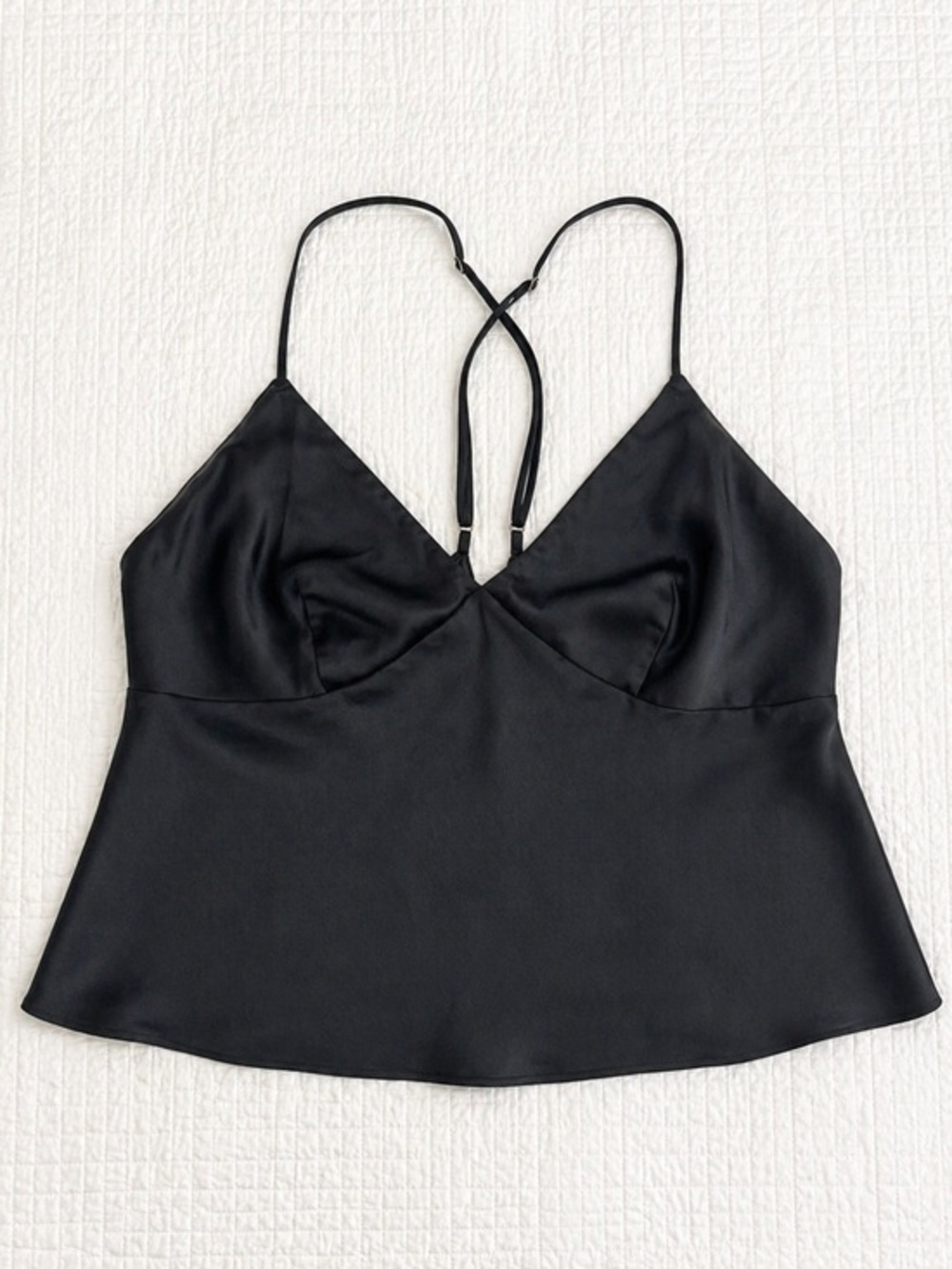 Victoria's Secret Black Silky Camisole Large Babydoll Open Back Like New